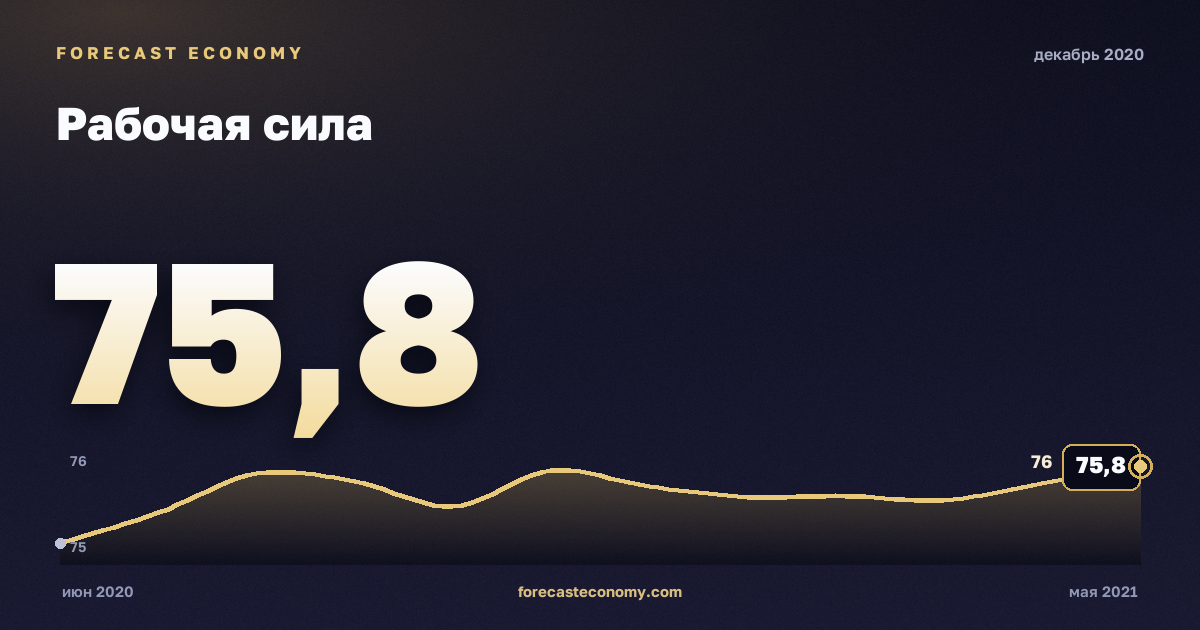 Рабочая сила за декабрь 2020 года — график со значением за месяц, источник Росстат