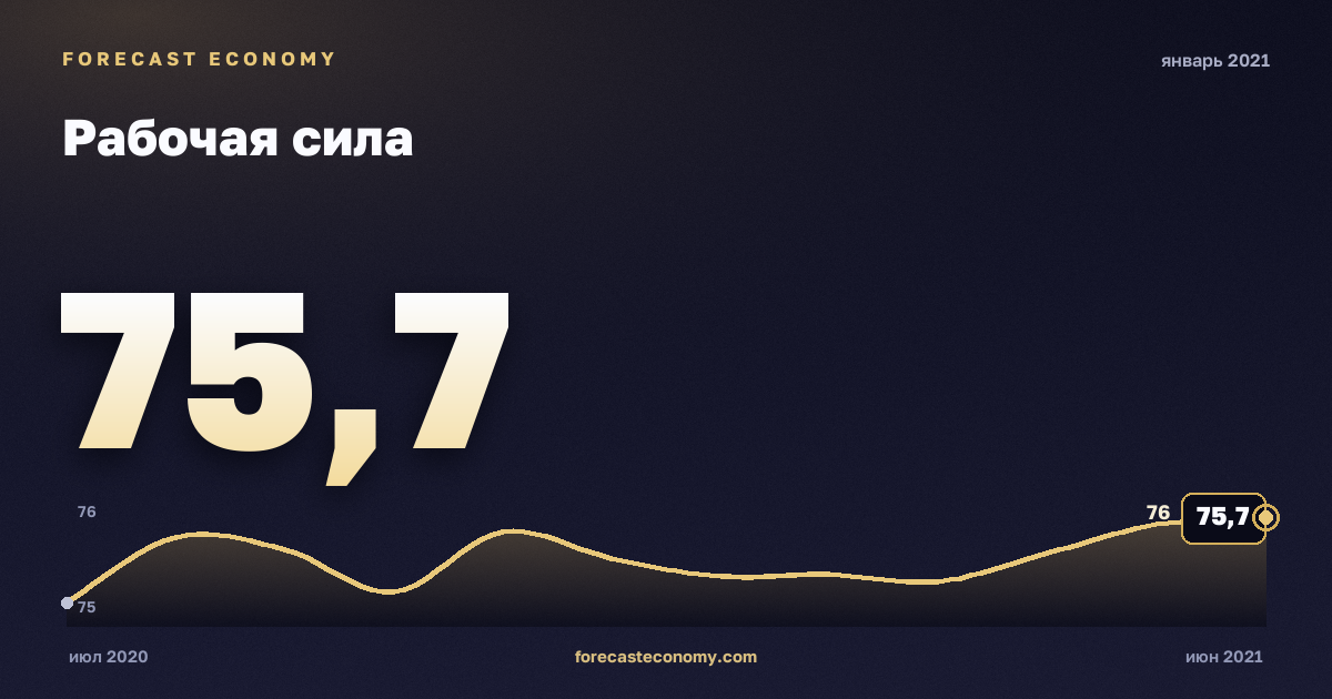 Рабочая сила за январь 2021 года — график со значением за месяц, источник Росстат