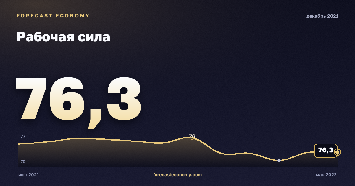 Рабочая сила за декабрь 2021 года — график со значением за месяц, источник Росстат