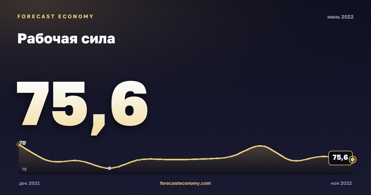 Рабочая сила за июнь 2022 года — график со значением за месяц, источник Росстат