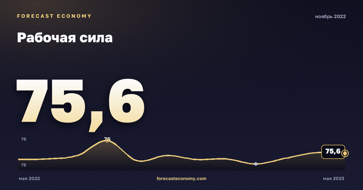 Рабочая сила за ноябрь 2022 года — график со значением за месяц, источник Росстат