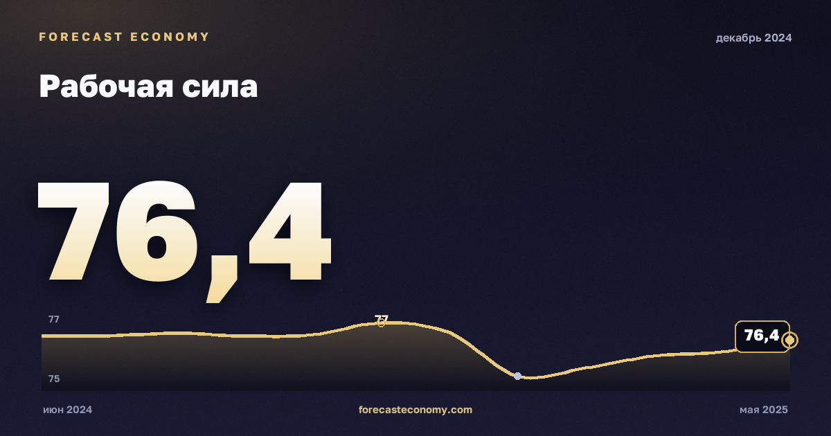 Рабочая сила за декабрь 2024 года — график со значением за месяц, источник Росстат