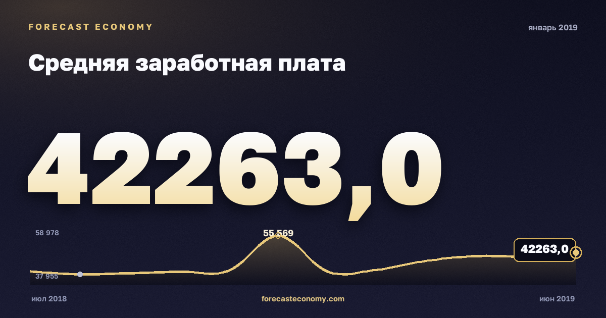 Средняя заработная плата за январь 2019 года — график со значением за месяц, источник Росстат